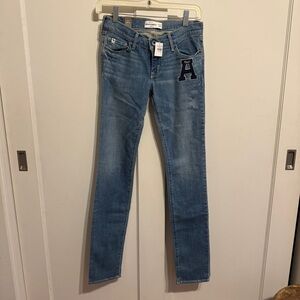 Abercrombie skinny jeans with embroidered A